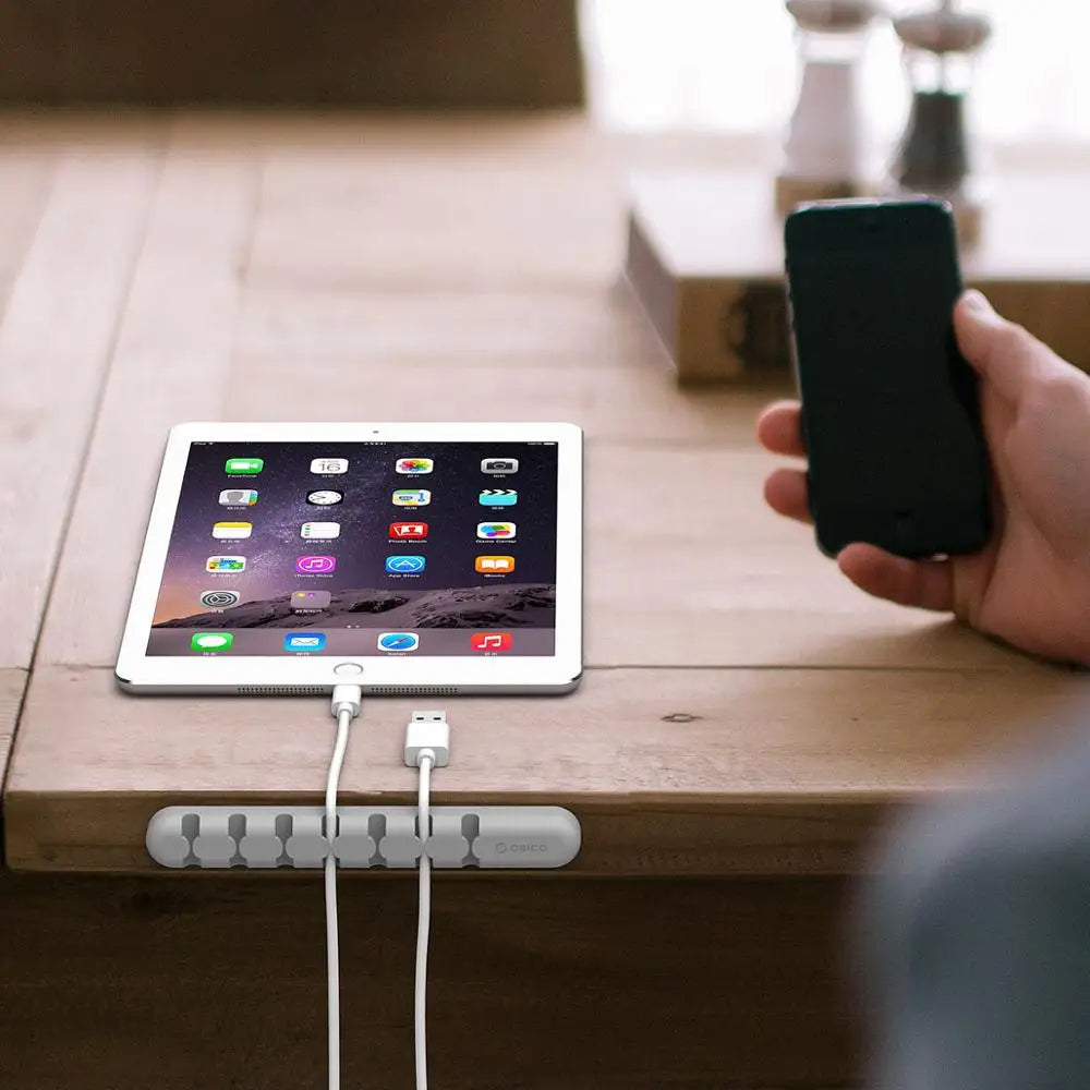 Organizador de Cables ORICO — Clips de Silicona para Escritorio