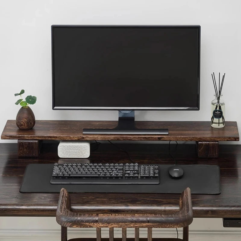 Soporte de Monitor de Madera Maciza — Elevador de Escritorio