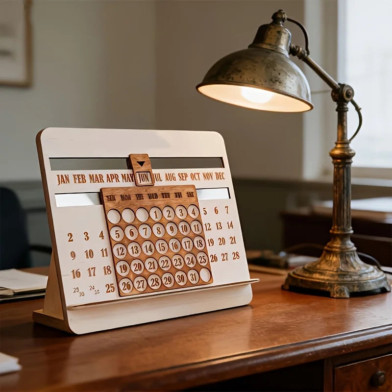 Calendario Perpetuo de Madera para Escritorio