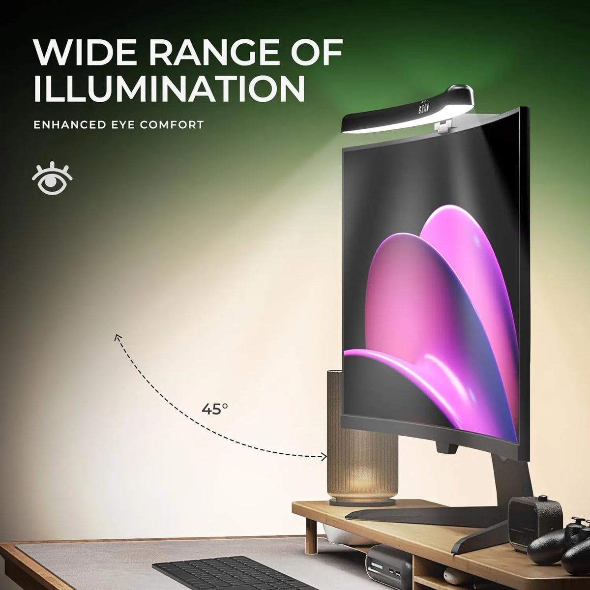 Barra de Luz para Monitor con Control Táctil — Protección Ocular