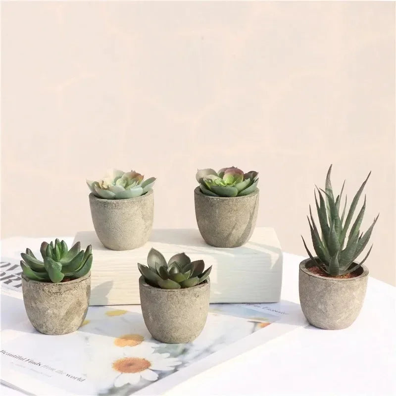 Mini Plantas Artificiales de Aloe en Maceta para Escritorio