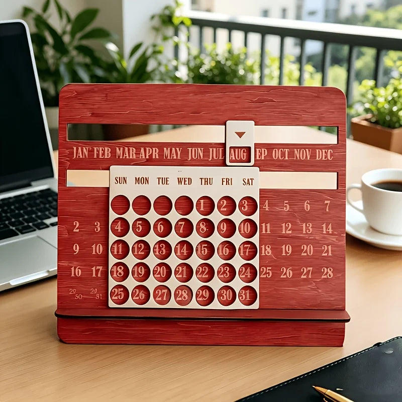 Calendario Perpetuo de Madera para Escritorio