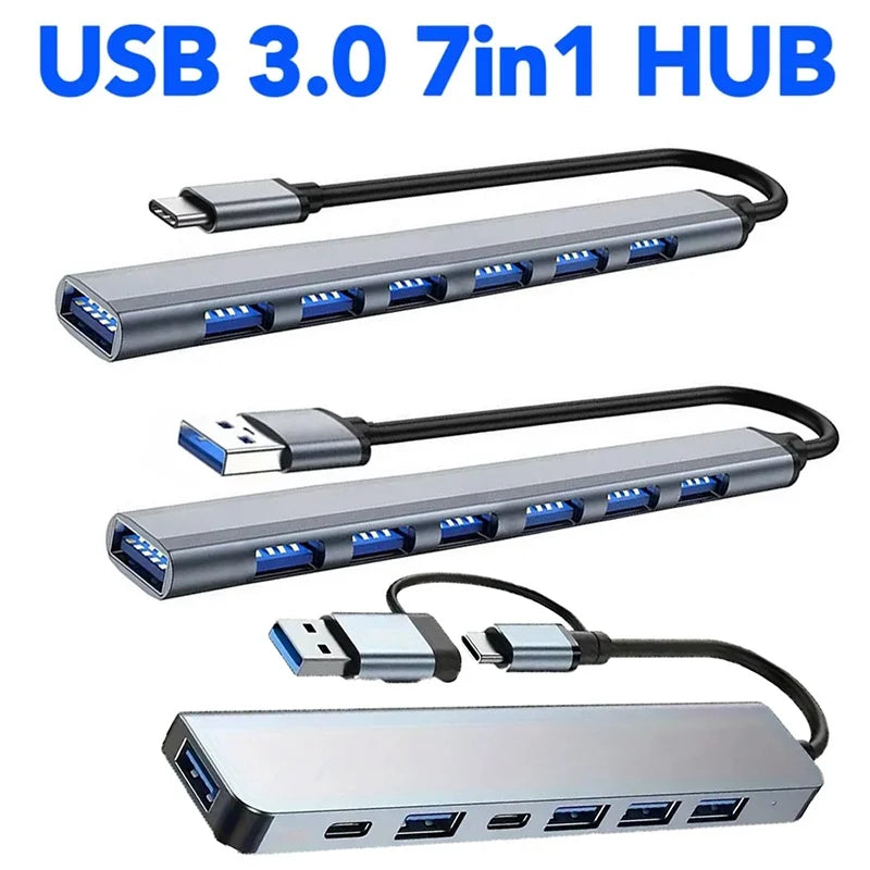 Hub USB 3.0 de 7 Puertos con Adaptador USB-C