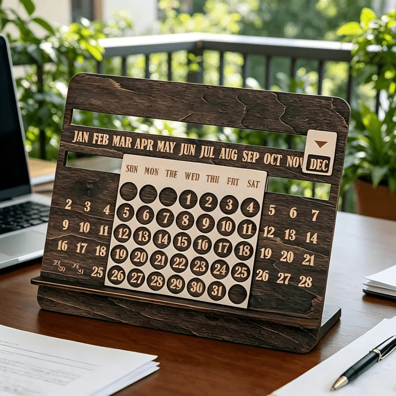 Calendario Perpetuo de Madera para Escritorio