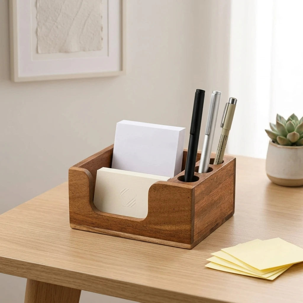 Organizador de Escritorio de Madera Maciza
