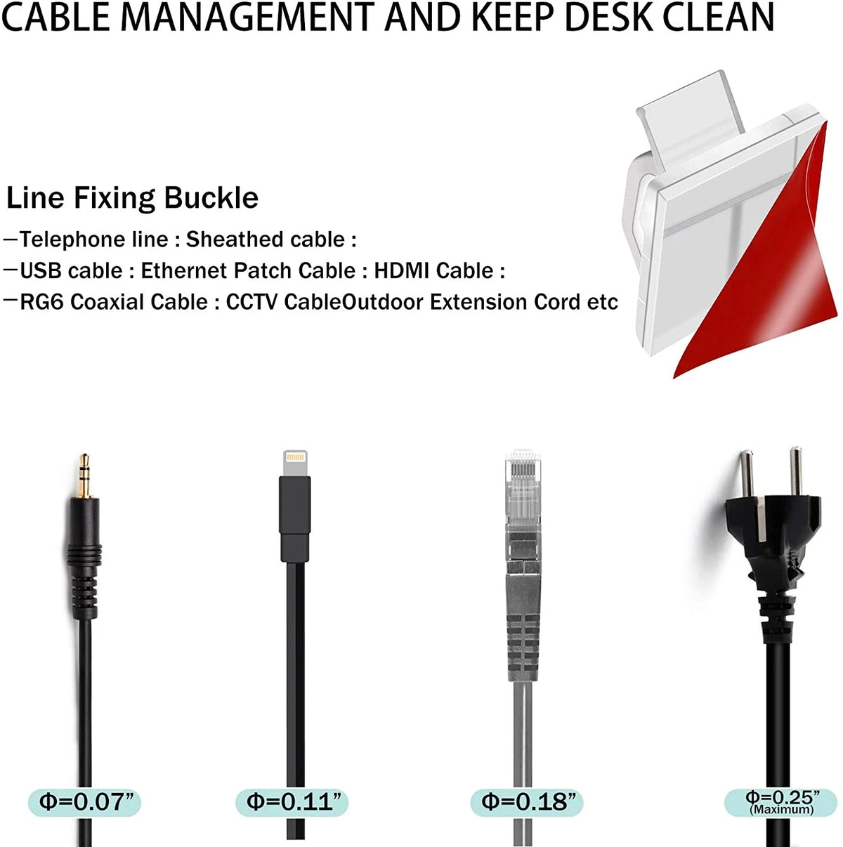Clips Organizadores de Cables — Pack 50 uds
