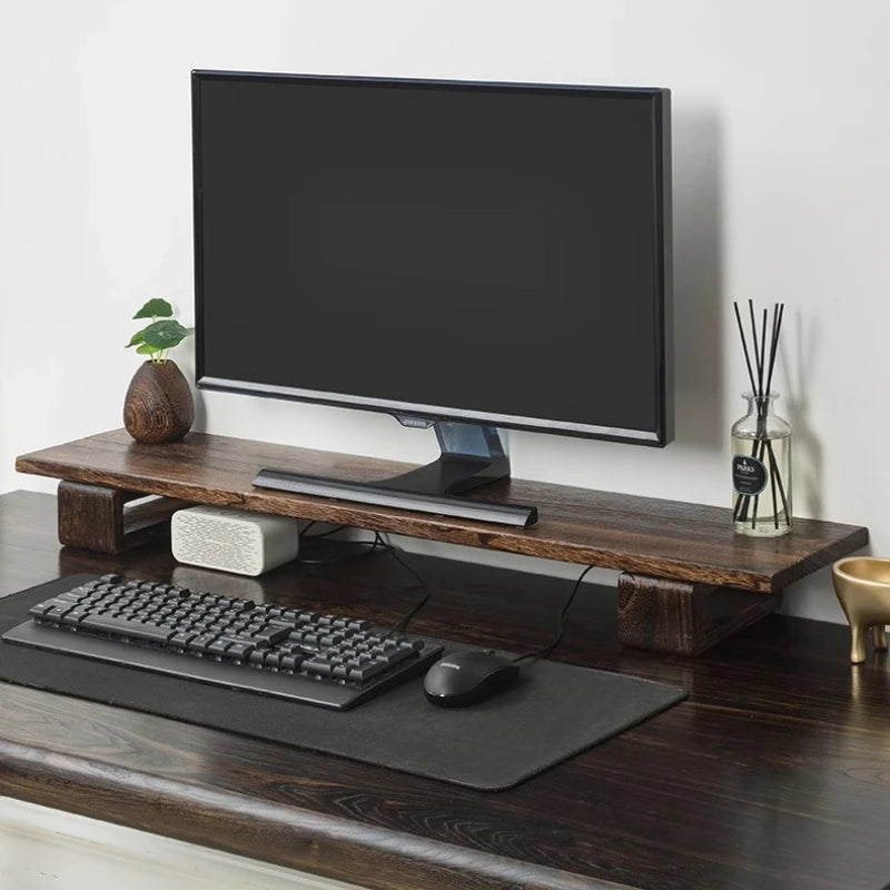 Soporte de Monitor de Madera Maciza — Elevador de Escritorio