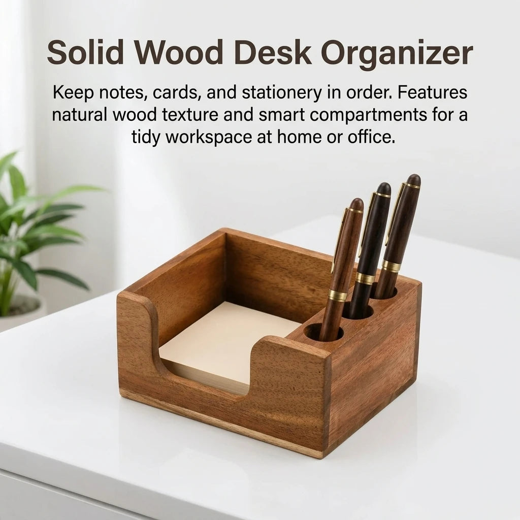 Organizador de Escritorio de Madera Maciza