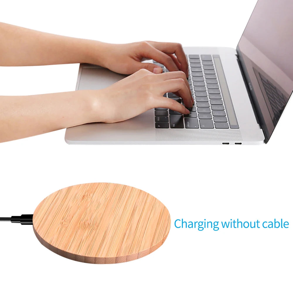 Cargador Inalámbrico de Madera — Base de Carga sin Cables