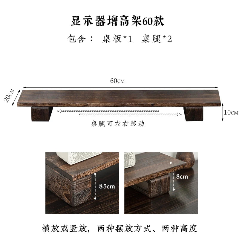 Soporte de Monitor de Madera Maciza — Elevador de Escritorio