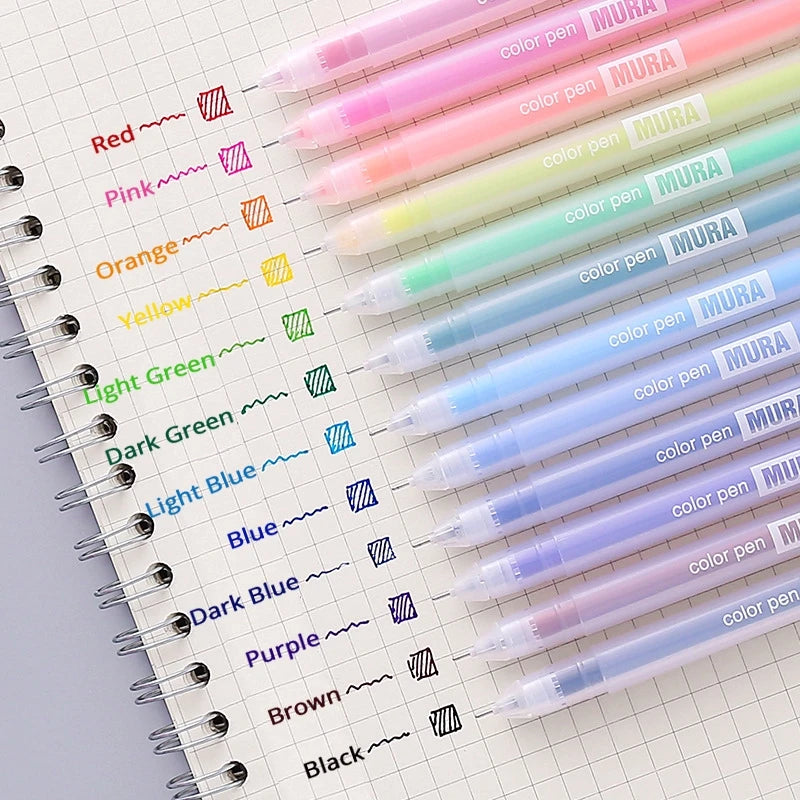 Set de 12 Bolígrafos de Gel de Colores — Papelería Kawaii