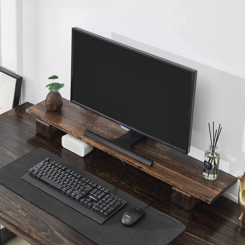 Soporte de Monitor de Madera Maciza — Elevador de Escritorio