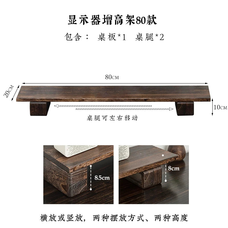 Soporte de Monitor de Madera Maciza — Elevador de Escritorio