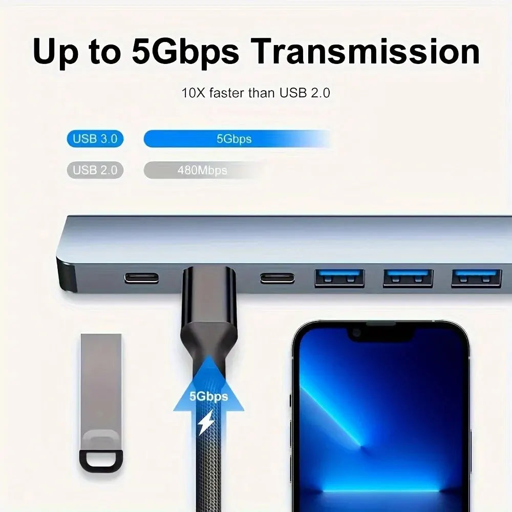 Hub USB 3.0 de 7 Puertos con Adaptador USB-C