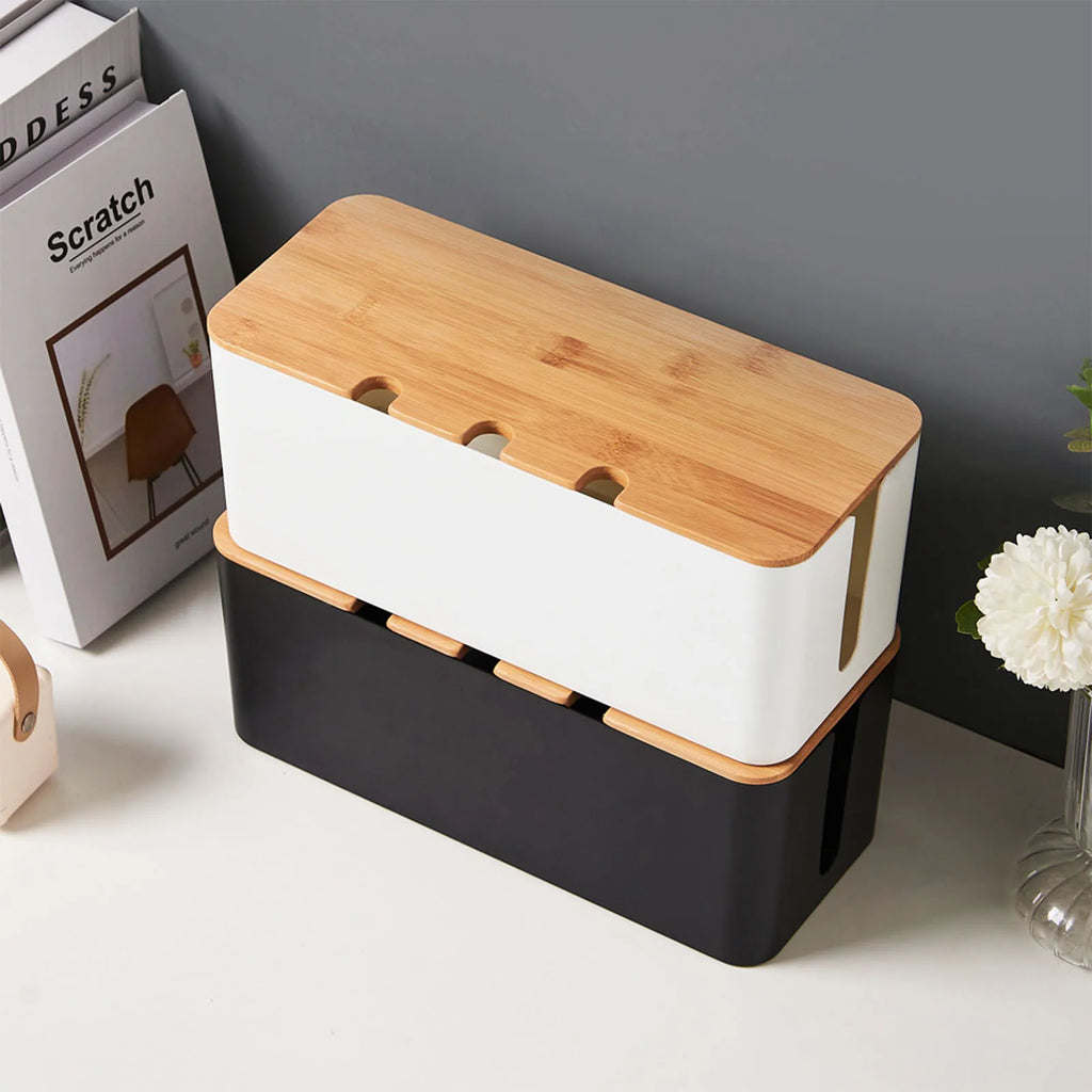 Caja Organizadora de Cables — Estilo Madera