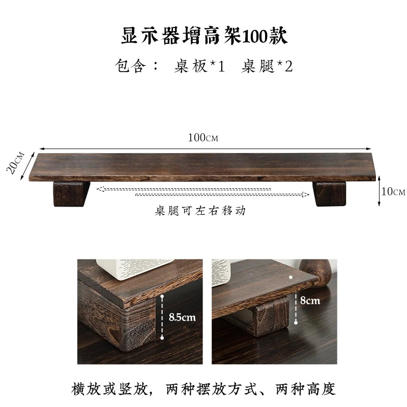 Soporte de Monitor de Madera Maciza — Elevador de Escritorio