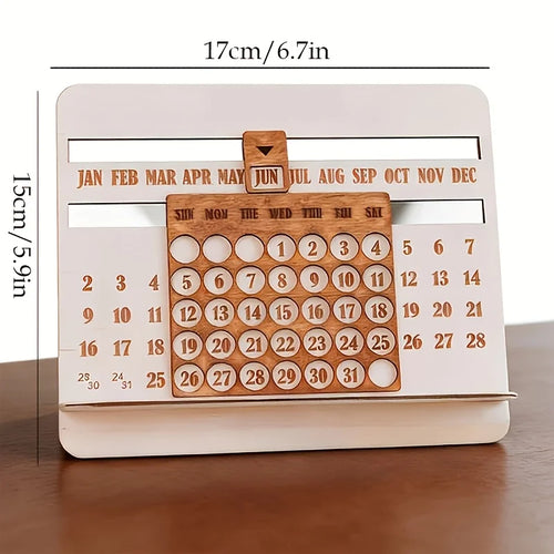 Calendario Perpetuo de Madera para Escritorio
