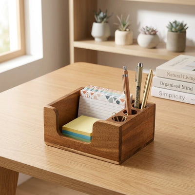 Organizador de Escritorio de Madera Maciza