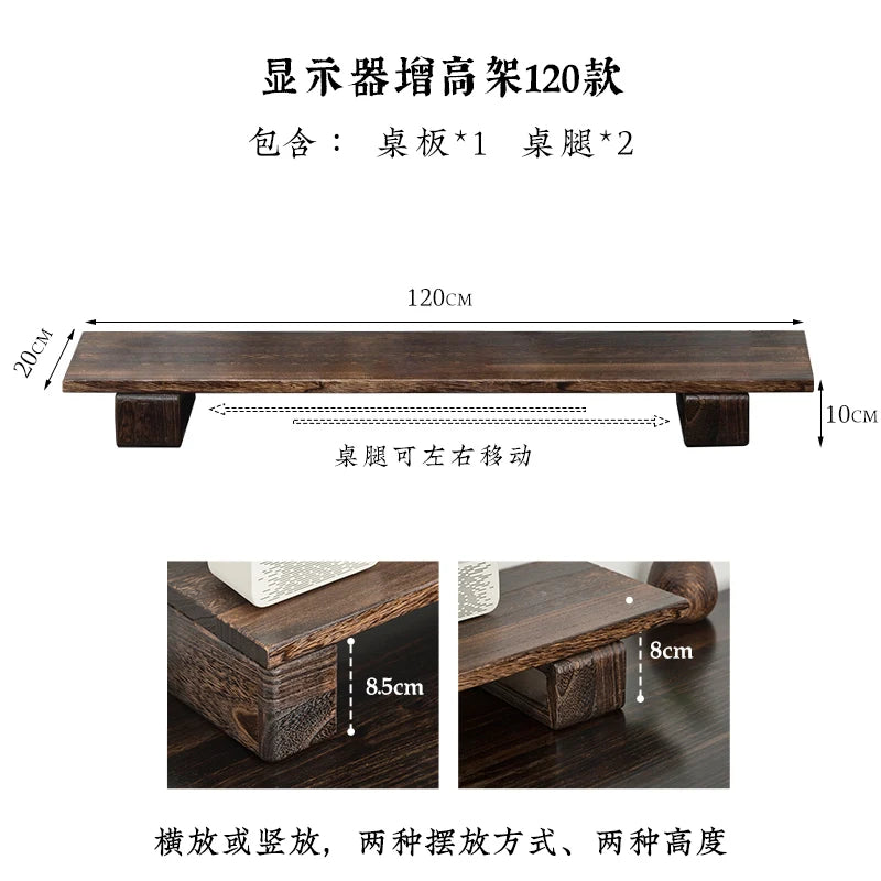 Soporte de Monitor de Madera Maciza — Elevador de Escritorio