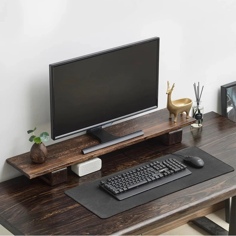 Soporte de Monitor de Madera Maciza — Elevador de Escritorio