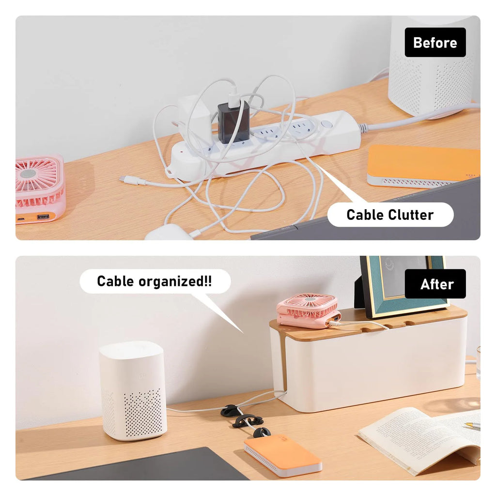 Caja Organizadora de Cables — Estilo Madera