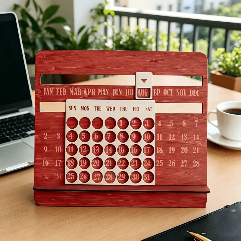Calendario Perpetuo de Madera para Escritorio