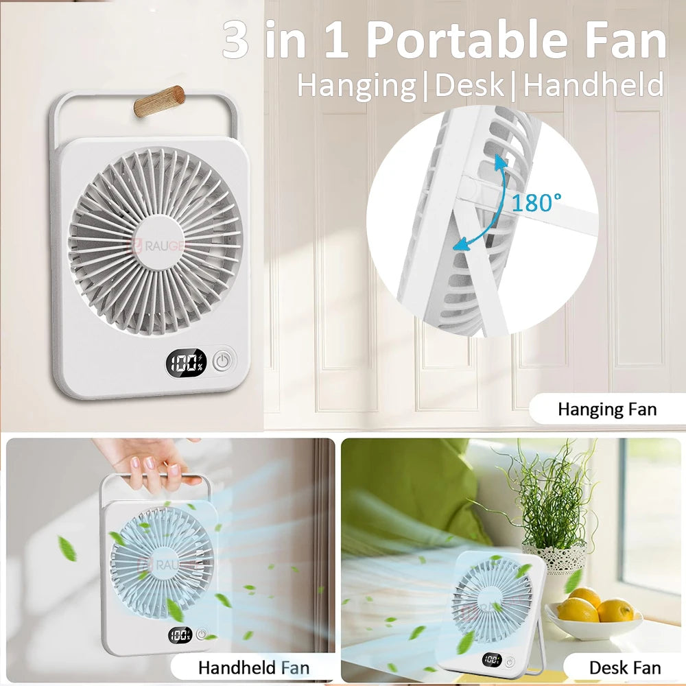 Mini Ventilador de Escritorio USB Recargable — 5 Velocidades