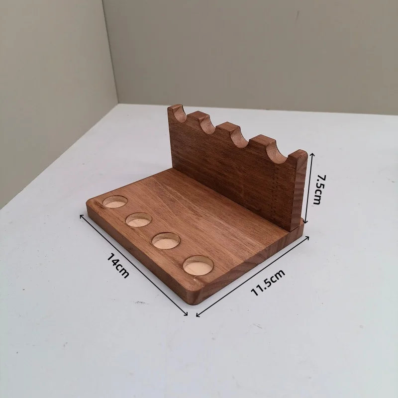Organizador de Escritorio de Madera de Nogal — Portalápices y Soporte para Móvil