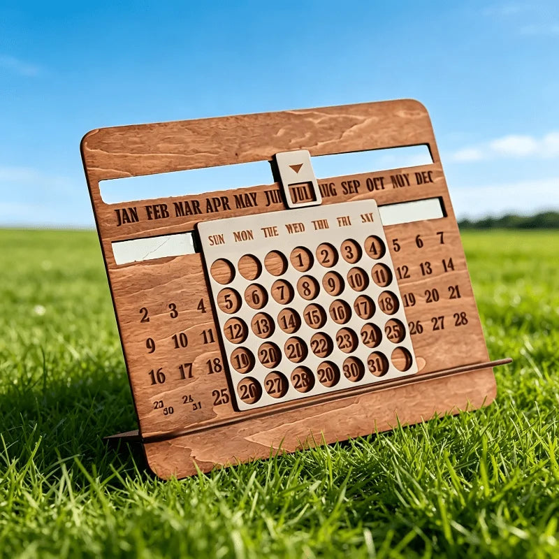 Calendario Perpetuo de Madera para Escritorio