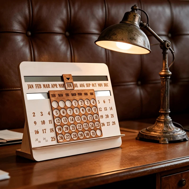 Calendario Perpetuo de Madera para Escritorio