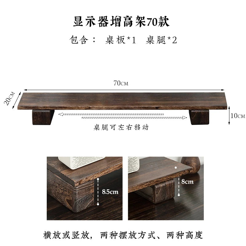 Soporte de Monitor de Madera Maciza — Elevador de Escritorio